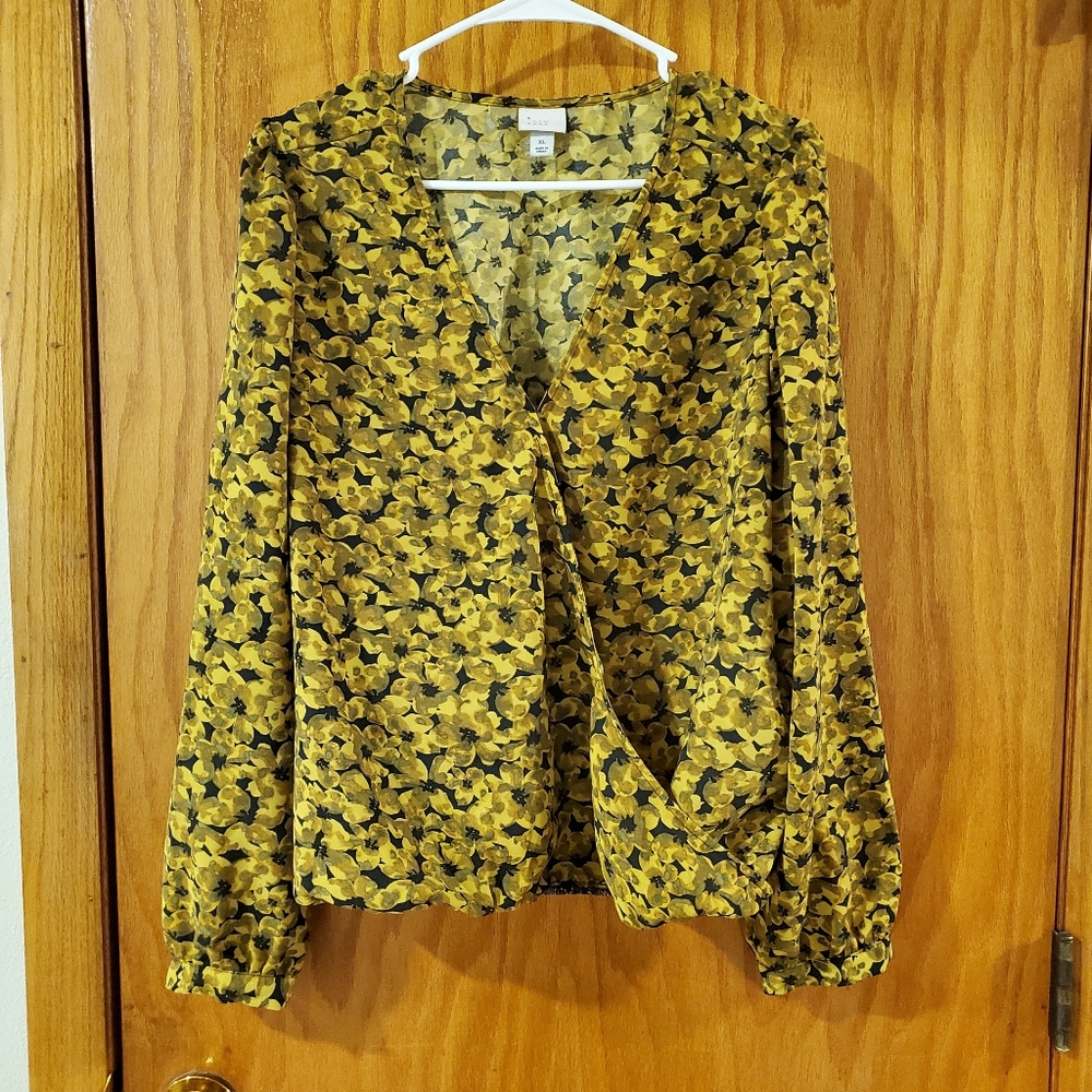 A new day flower print long sleeve shirt